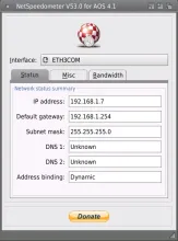 NetSpeedometer Status tab